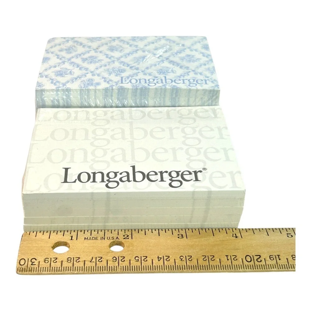 Longaberger Sticky Note Pads Sets Floral & Logo Style New In Package Lot of 2